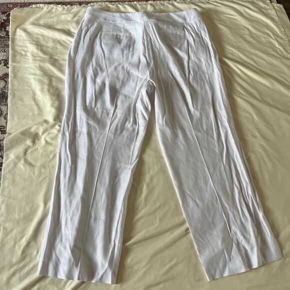 Talbots Plus Size White Linen Blend Straight Leg Trouser Wmns 22W Casual Preppy - Picture 3 of 10
